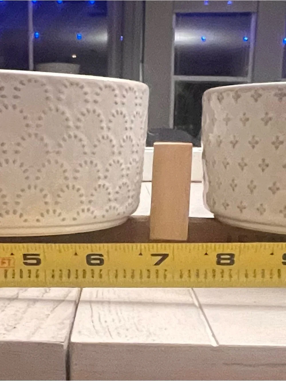 Pet Feeder Station - Set of 2 White Ceramic Bowls on Wood Stand